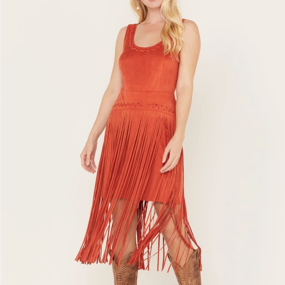 Idyllwind Orange Sleeveless Scoop Neck Dress